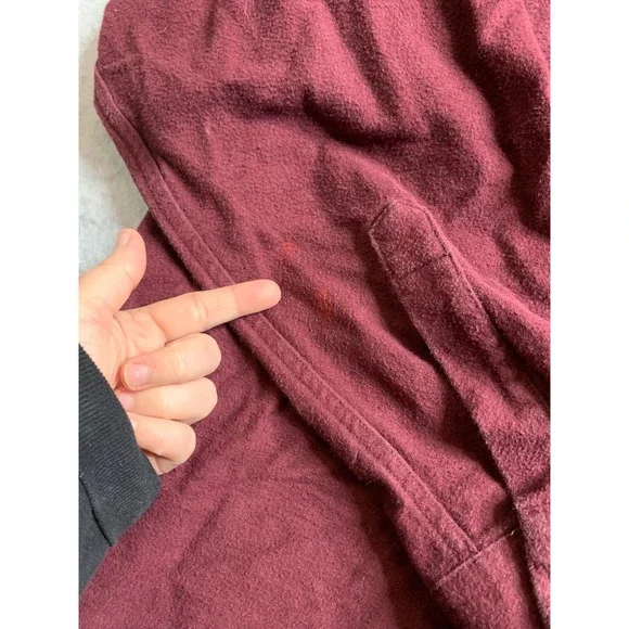 L.L. Bean Traditional Fit Chamois Cloth Shirt Men's XL REG Burgundy Flannel vTG - Picture 3 of 16